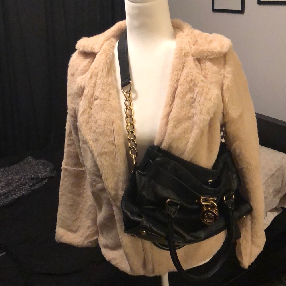 Cream-Colored Faux Fur Jacket, M - Picture 2 of 7